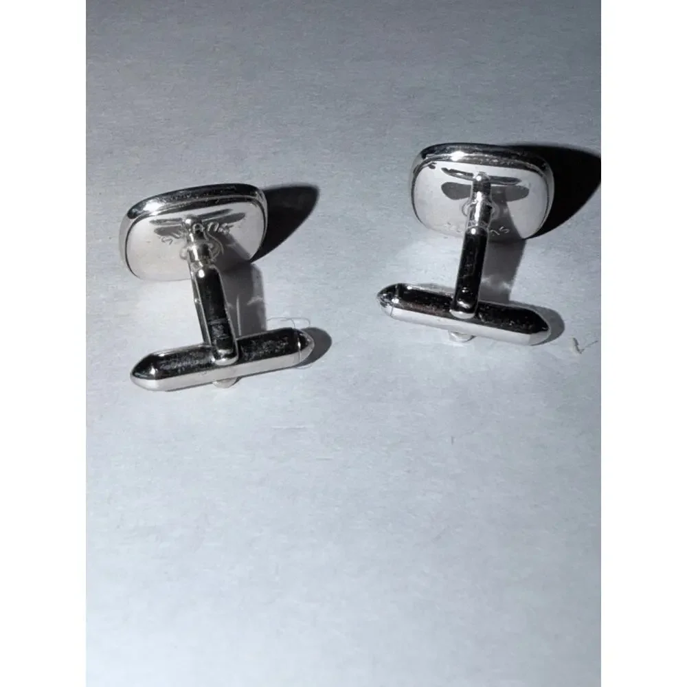 Vintage swank black and silver cufflinks upscale gentleman wedding banquet